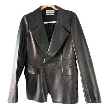 【極希少】YSL Rive Gauche leather Jacket 36 vintage YVES SAINT LAURENT RIVE GAUCHE no-collar leather