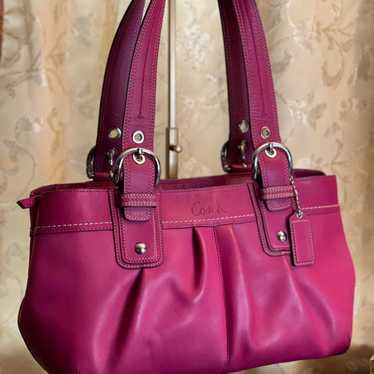 バッグ Coach Leather Hampton Soho Bag Pink Vintage COACH Hamptons Soho Hot Pink/Fuchsia Leather Satchel