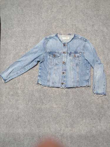 Lucky ReMade Denim Jacket Button Front Frayed Edg… - image 1