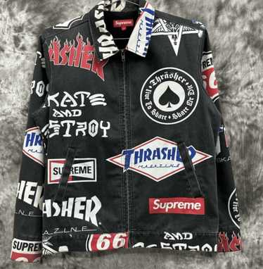 Supreme M ブラックジャケット Thrasherロゴ付き Supreme M ブラックジャケット Thrasherロゴ付き