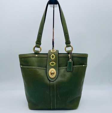 バッグ 65th Coach Turn Lock Legacy Bag Green Coach legacy 65th turnrock - Gem