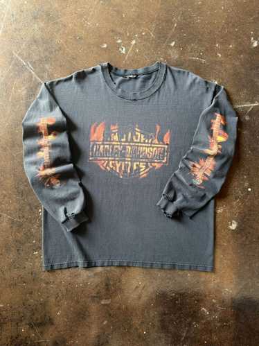 90s Harley-Davidson 長袖Tシャツ XL fire Flame 古着 90s Harley Davidson Eagle Fire Flame LS Tee XL ハーレー