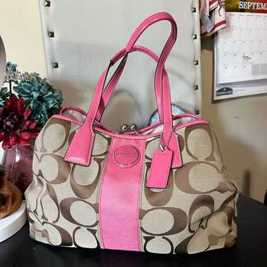 バッグ COACH 12724 kisslock pink tote bag Coach pink and silver tote bag Purse With Kisslock | eBay