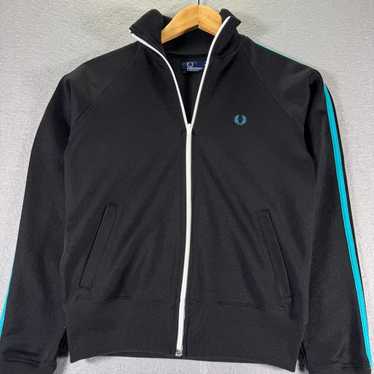 70▢FRED PERRY TRACK JACKET UT1217-17 Fred Perry Taped Track Jacket | Black