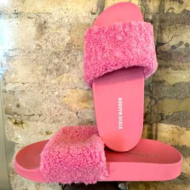 Steve Madden Plush Pink Slides - image 1