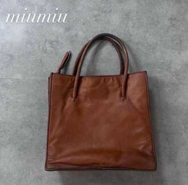 バッグ archive 00s miumiu handbag leather brown MIU MIU Archive Brown Leather with Knitted Shoulder Bag | eBay
