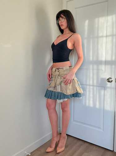MARITHE+FRANCOIS GIRBAUD 変形スカート コットンリネン Vtg 1990's Marithe Francois Girbaud Extra High Waist Layered