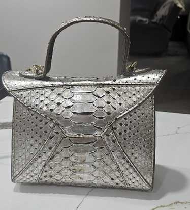 Tyler Alexandra Ellis: Pewter Python Handbag Made… - image 1