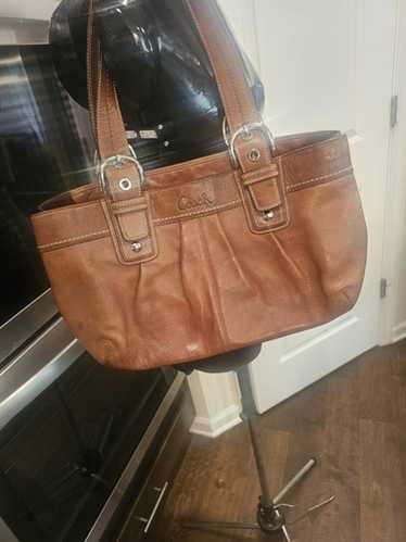バッグ Coach Soho Accessory Pouch Leather Brown Coach accessory pouch mini signature Soho leather brown