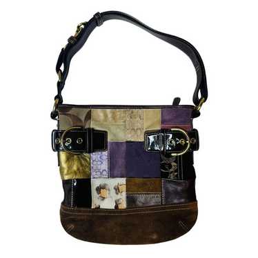 Vintage Coach Suede Hobo Shoulder y2k★ Vintage Coach Inlaid C Brooke Shoulder Bag Plum Purple
