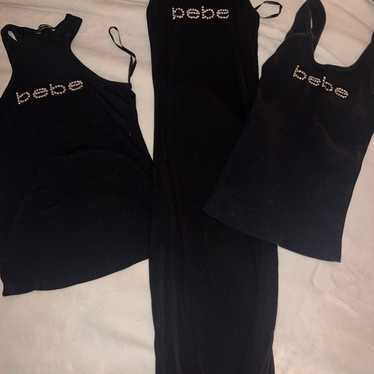 Bebe ribbon set tops ブラック ANDMARY】べべリボントップス