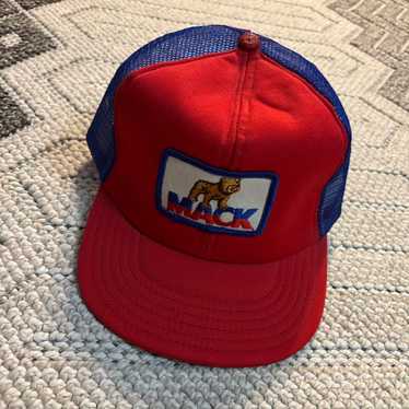 Mack Trucks 赤 キャップ Manchester 80s USA製 Vintage Mack Trucks Hat Trucker Cap Big Logo Snapback Red