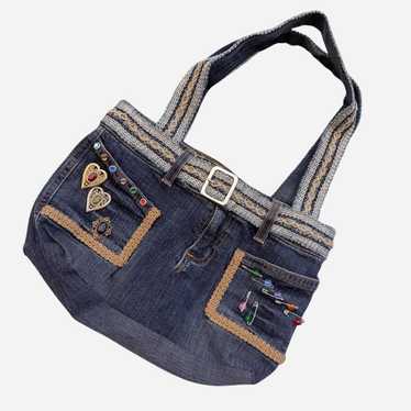 Vintage ワッペン沢山 Denim Tote Bag 裏生地&内ポケット有 Vintage ワッペン沢山 Denim Tote Bag 裏生地&内ポケット有