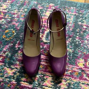 靴 Archive miu miu leather heels purple Vintage miu miu purple - Gem