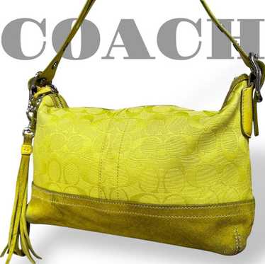 良品 OLD COACH ONE SHOULDER BAG SUEDE 9363 Coach Vintage Signature Soft Duffle Chartruese Shoulder Bag