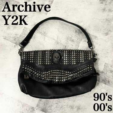 【Y2K】archive leather shoulder bag studs Y2K】archive shoulder bag studs black Y2K】archive leather