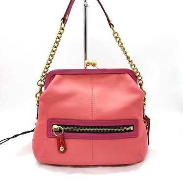 バッグ COACH Kiss Lock Handbag Pink Leather Coach Frame Bag Glovetanned Leather Large Kisslock 25ss Pink