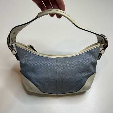 Coach Hobo Blue Gray Hand Bag Signature Coach 6044 Grey