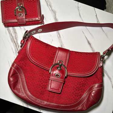 バッグ Coach Red Signature Soho Hobo Shoulder Coach Soho Coach Red Signature Handbag Red Coach Hobo Bag