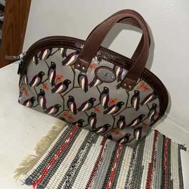 Fossil Key Per  Birds Gray Coated Canvas Dome Sat… - image 1