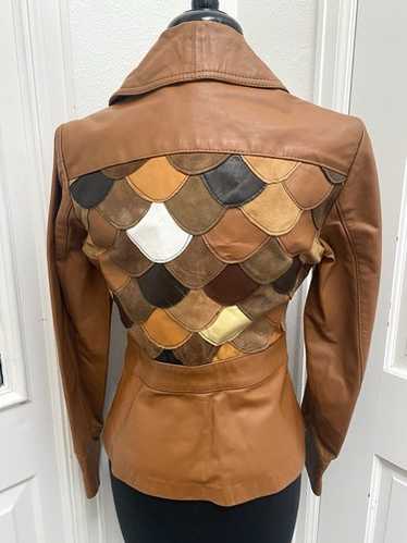 ジャケット・アウター VINTAGE leather patchwork foodie jacket Vintage Patchwork Leather Jacket: 80s Colorblock Oversized
