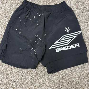 美品 SP5DER SPIDER WORLDWIDE SHORTS Mサイズ Spider Worldwide Sp5der OG Web Logo Sweat Shorts Black 2025