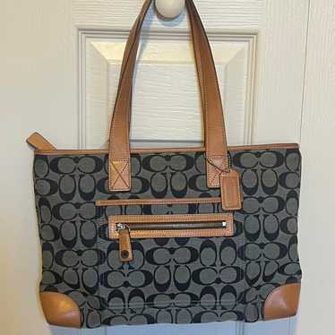 希少✨COACH Y2K Denim Signature Tote Bag Coach denim signature tote - Gem