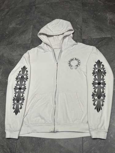 CHROME HEARTS ホワイト ジップアップジャケット Chrome Hearts Plus Cross All Over Print Zip Up Hoodie White