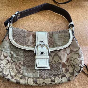 バッグ Coach Soho Shoulder Bag Patchwork 2228 Coach Vintage Beige & Brown Soho Patchwork Signature C