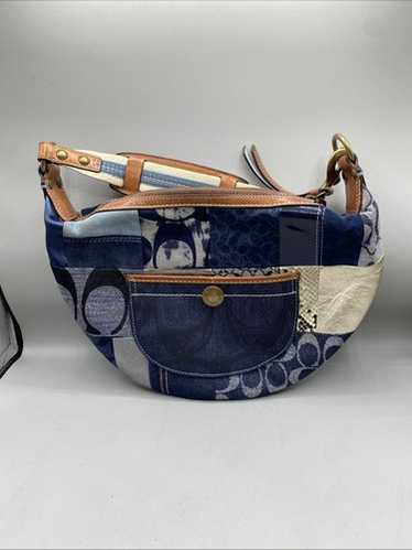 バッグ Coach Hampton Denim Patchwork Satchel Coach hampton denim patchwork - Gem