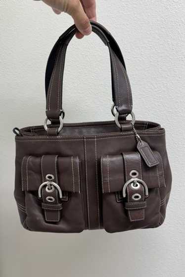 希少✨Vintage Coach Double Pocket Tote Bag Coach soho double pockets - Gem
