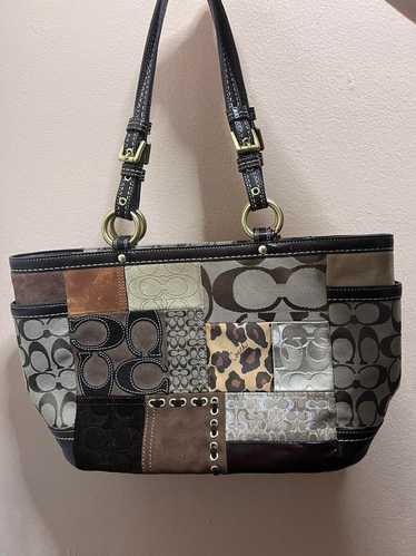 バッグ Coach Patchwork Tote bag Signature COACH Large Signature Leather Patchwork Tote Handbag Purse