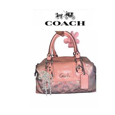 バッグ COACH Ashley Satchel Handbag Pink y2k NEW COACH ASHLEY PEONY PINK SIGNATURE CARRYALL HANDBAG