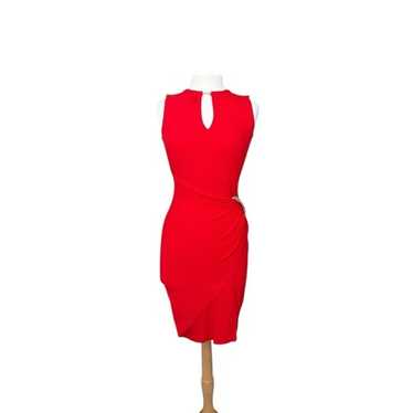 Cache Red Keyhole Midi Dress Size Small - image 1