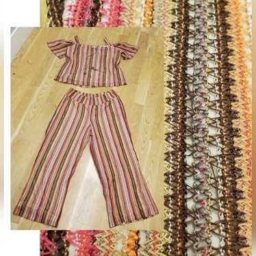 Crochet Net Mesh Set Plus Size Boho Retro Striped - image 1