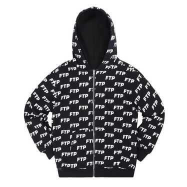 トップス FTP FAMOUS ALL OVER LOGO ZIP HOODIE L FTP x Famous All Over Logo Zip Hoodie Heather Grey Men's