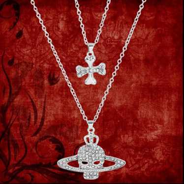 Vivienne Westwood skull necklace ダイヤ Vivienne Westwood Skull Pendant Necklace Rhinestone Silver