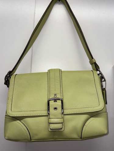 バッグ Coach Hampton Demi Pouch Bright Green 00 COACH Vintage Y2K Hampton Demi Leather Small Green Hobo