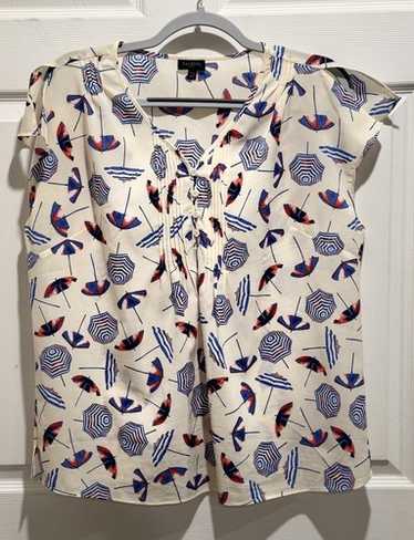 Talbots Pleated Button Up Flutter Sleeve Blouse S… - image 1