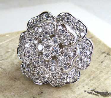 Designer Signed UTC .925 Sterling Silver & CZ Flo… - image 1