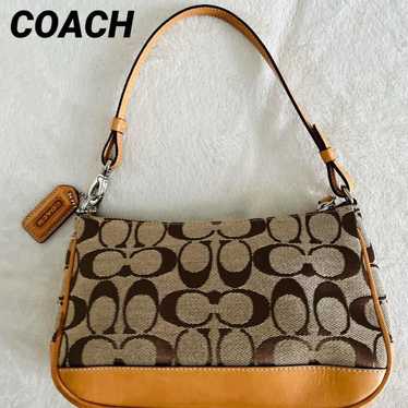 バッグ coach one shoulder brown signature 8K01 COACH One Shoulder Bag, Signature Handbag Canvas Leather