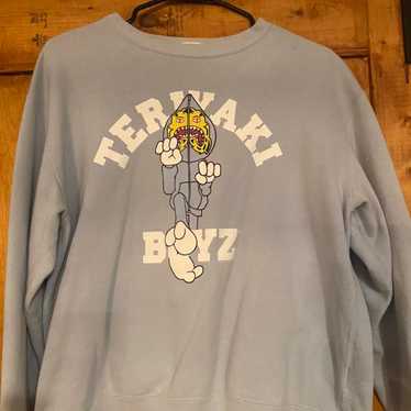 teriyaki boyz アウター(BAPE) サイズ良好！ BAPE TERIYAKI BOYS leather sleeve varsity jacket Kanye NIGO