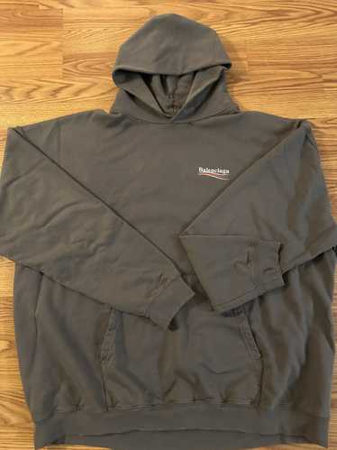 Balenciaga political campaignフーディー　グレー　S Balenciaga Political Campaign Medium Fit Hoodie Dark Grey
