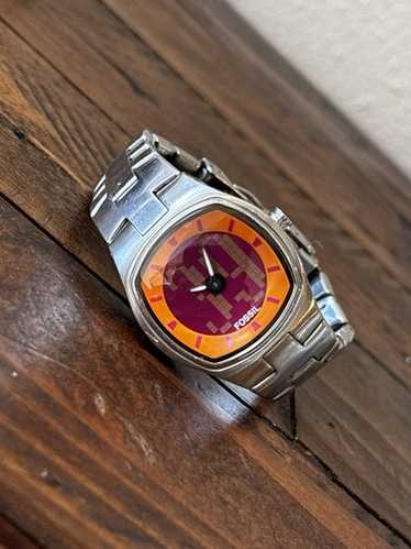 時計 00s FOSSIL BIG TIC y2k tec watch flower Rare y2k 00s FOSSIL Big Tic JR-8096 Blue Quartz Animated