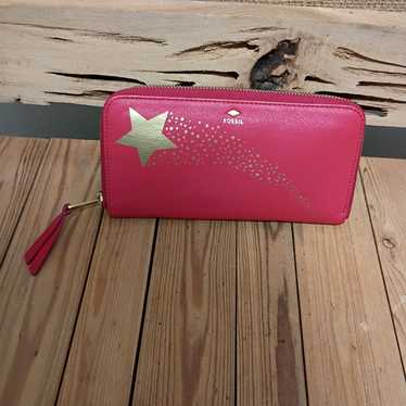 Fossil Red Wallet With Gold Starburst - image 1