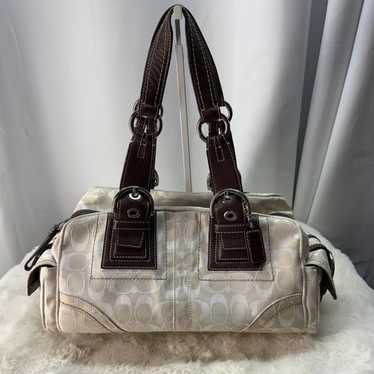 美品　Coach Soho Signature Mini Boston Bag COACH Soho Signature Handbag Mini Boston Bag Turnlock Pink