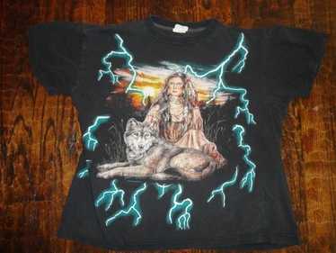 トップス AMERICAN THUNDER Blue Wolf vintage tee Vintage American Thunder Wolf Tee - XXL – Moby Thrift