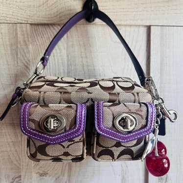 極希少✨Coach Glitter 2way Bag Purple y2k Coach Purple Sequin Nolita Shoulder Barrel Bag Silver/Lilac