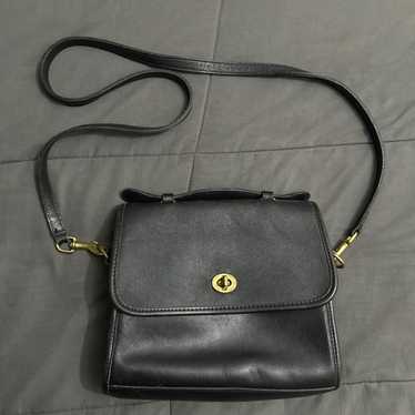 バッグ Vintage COACH Willis 9870 Black USA Vintage COACH Black Leather COURT SHOULDER CROSSBODY PURSE