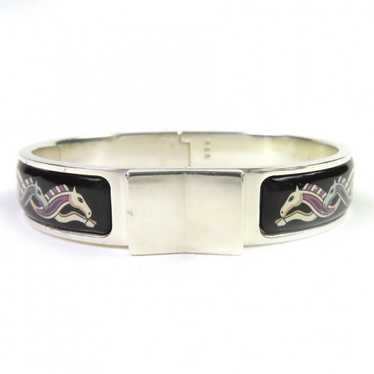 新品未使用HERMES LE BRACELET H ホワイト バングル Hermes Click H Bracelet Bangle Silver Plated Enamel Silver x